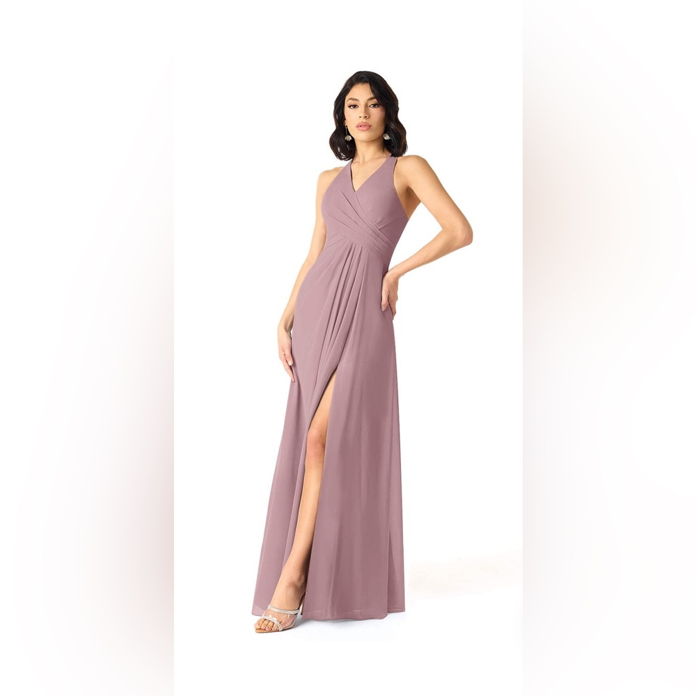 Azazie Danica A-line Pleated Chiffon Long Dress
